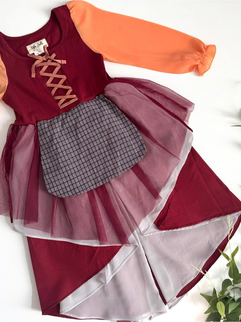Nwt Taylor Joelle Mary Sanderson Hocus Pocus Witch Burgundy Peasant Dress 8 — image 2 of 8